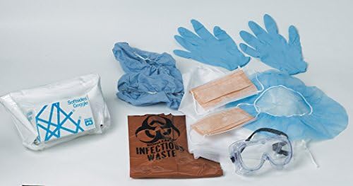 Medline Employee Protection Kits with Goggles, Includes Bouffant Cap, Nitrile Gloves, Goggles, Isolation Gown, Waste Liner, Face Mask, Shoe Covers, 1 Each by Medline