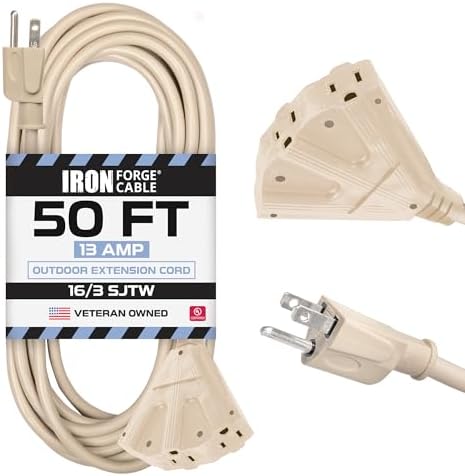 Iron Forge Cable 16 Gauge Beige Extension Cord Multi Outlet, 50 Ft - SJTW by IronForgeCable