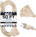 Iron Forge Cable 16 Gauge Beige Extension Cord Multi Outlet, 50 Ft - SJTW by IronForgeCable