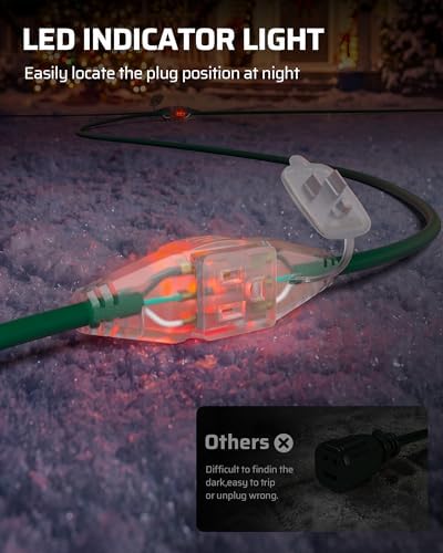 DEWENWILS 50FT Outdoor Extension Cord, 6 Outlets Plugs with Indicator Light - Image 5
