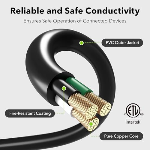 BN-LINK 8 ft Indoor/Outdoor Extension Cord 16/3 SJTW, Black, Water & Weather Resistant, 3-Prong Grounded Plug for Landscaping & Holiday Decorations, Home & Office, 13A ETL - Image 3