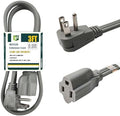 EP 3 Ft Heavy Duty Appliance Extension Cord, 14 AWG 3-Prong Flat Plug, Gray by ENERGYPRO