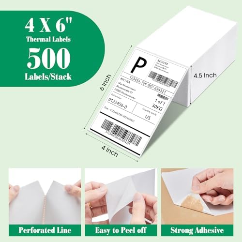 METRONIC Shipping Labels 4x6 500 PCS Fanfold Direct Thermal Labels - Image 2