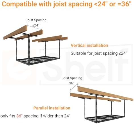 3x6ft Overhead Ceiling Garage Storage Rack, 450LBS Capacity, Black - Image 4