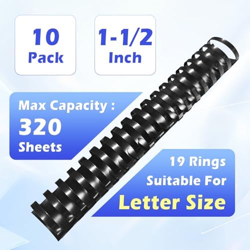 TOTiyea 10 Pack 1-1/2" 19 Ring Plastic Binding Combs,320-Sheet Letter Size - Image 2