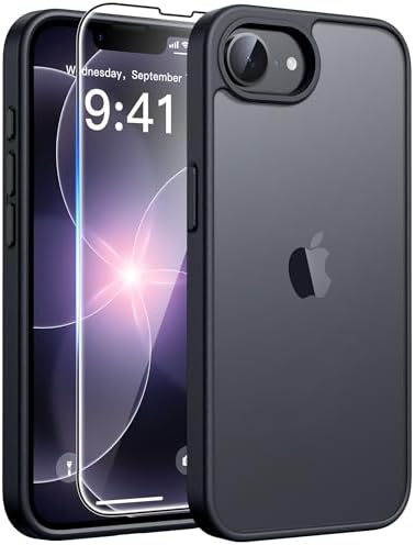 FNTCASE for iPhone 17e/16e Case, Screen Protector, Translucent Matte Back by FNTCASE