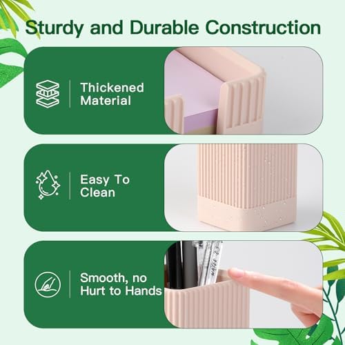 Aesthetic Desk Organizers and Accessories Set of 3 with Pen Holder,Paperclip Holder,Sticky Note Holder - Durable Plastic Pencil Holder for Office Women Men-Teacher Appreciation/Back-to-school Gift - Image 5