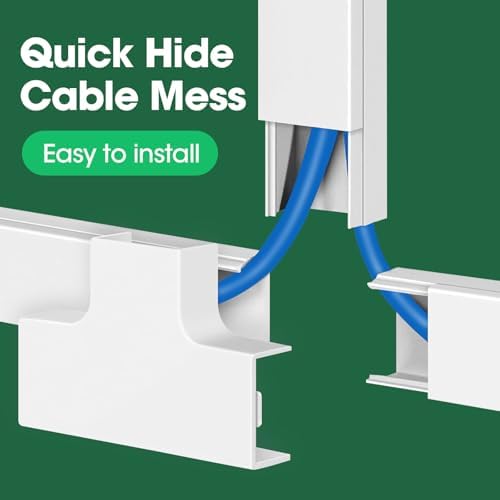 AZEN Cord Hider Kit, 315in Cord Covers for Wires on Wall, Paintable Wire Covers for Cords on Wall, Wire Hiders, Self-Adhesive Cable Hider Cord Organizer, 20X L14.5X W0.96x H0.57in - Image 5
