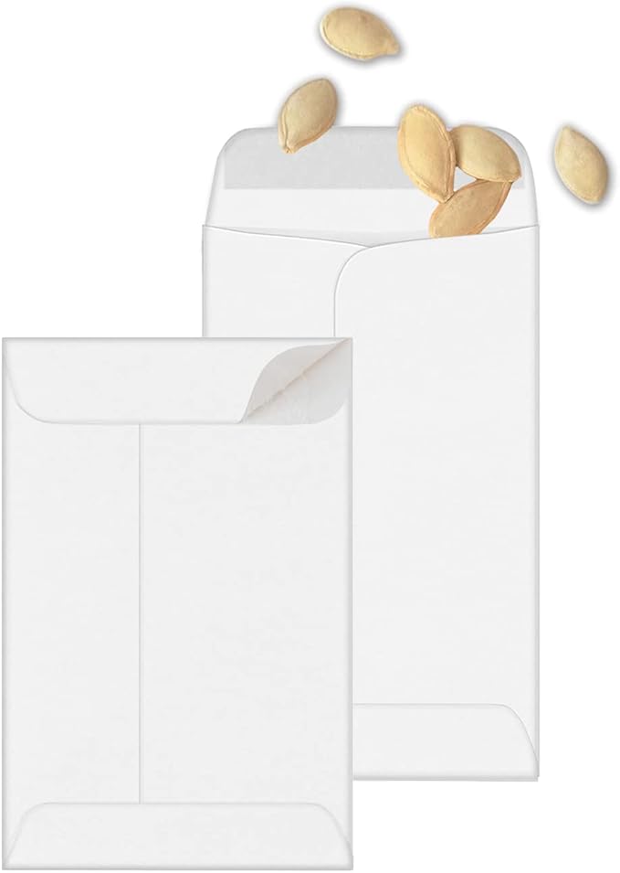 500 PCS #1 Coin Envelopes, 2-1/4'' x 3-1/2'' inches White Kraft Envelopes - Image 6