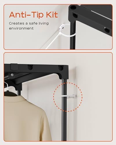 CASAMAYA Clothes Rack, Portable Closet, 80.7 Inch Extra Large Capacity Wardrobe Closet, Clothes Storage Organizer with Shelves and 5 Hanging Rods, Easy to Assembly, Black PCT036B01 - Image 7