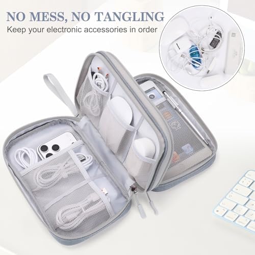 FYY Electronic Organizer, Travel Tech Pouch Bag, Large, Light Grey - Image 5