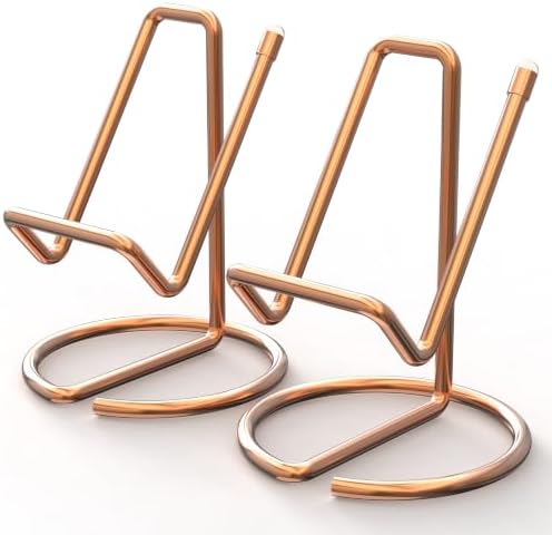 Metal Cell Phone Stand for Desk, Cute One-Piece Phone Holder, Stable Desktop Display Dock for iPhone, iPad, Samsung, Tablets & All Mobile Phones, Rose Gold&Rose Gold by HZZADZXW