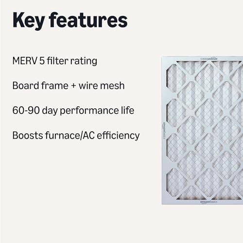 Amazon Basics MERV 5 AC Furnace Air Filter, 16x25x1 inches, 6-Pack (Actual size: 15.75" x 24.75" x 0.75") - Image 2