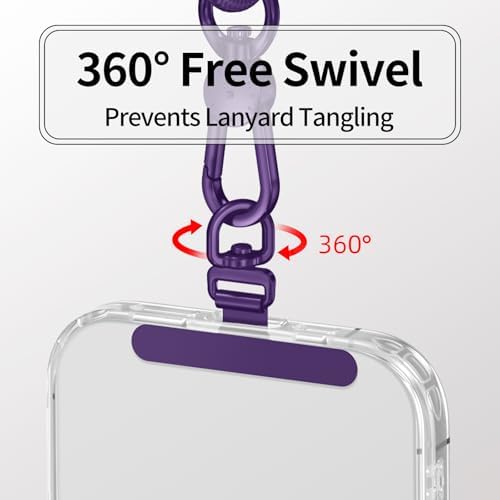 saxsion Phone Tether Tab & Lanyard Tab, 360° Swivel Clip - Ultra Thin Stainless Steel Universal Patch for All Phone Cases - Image 4