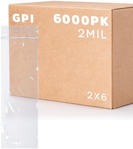 2" x 6" Zip Bags, 6000 Pack, 2 Mil, Reclosable Jewelry Bags, for Coins, GPI by GPI+POLY