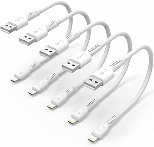 6 inch iPhone Charge Cable Short, 0.5ft 5Pack USB to Lightning Cord for Fast Charging Stations Compatible with Apple iPhone 12 11 Pro Max Xs 8 7 6 5 Plus, iPad Air/Mini by ULIFTUS