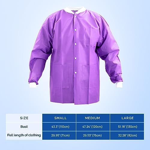 JMU 10-100 Pack Disposable Lab Coats, SMS Disposable Medical Jackets - Image 6