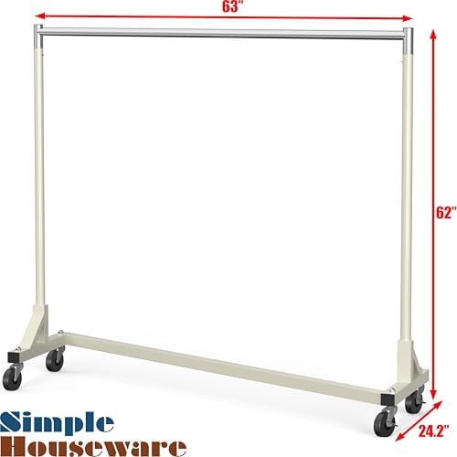 Simple Houseware Industrial Grade Z-Base Garment Rack, 63" W/500Lb, Gray - Image 6