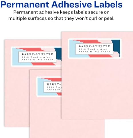 Avery Printable Shipping Labels with Sure Feed, 3-1/3" x 4", White, 1,500 Blank Mailing Labels (95940) (Pack of 2) - Image 3