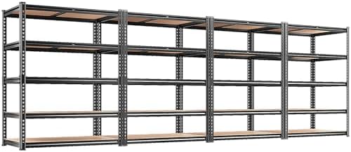 REIBII 4 Pack Storage Shelves,5 Tier Heavy Duty Metal Garage Shelving by REIBII