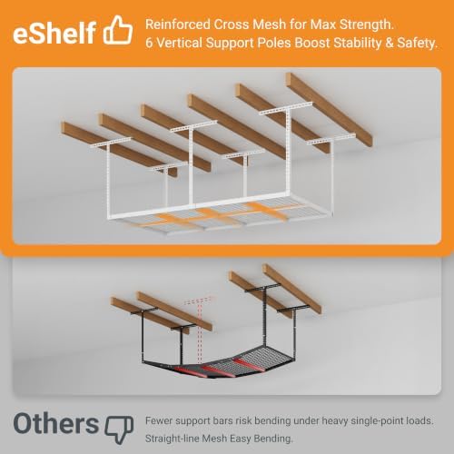 4x8ft Overhead Ceiling Garage Storage Rack, 750LBS Capacity, White - Image 6