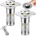 Bathroom Sink Drain Strainer 2 Pack,Bathroom Sink Stopper with Pop-Up Drain and Removable Hair Catcher, Stainless Steel Filter Basket, Fits Standard US Bathroom Sinks by IhomeUS