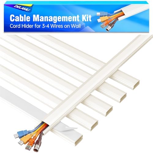 Delamu Beige Cord Hider, 85in Cord Covers for 3-4 Wires on Wall, Beige Cable Hider Cable Management, Easy Set up Wire Hiders Wire Covers for Cords on Wall, TV Cables Cover Concealer, 6X W1.18 H0.67in by DELAMU