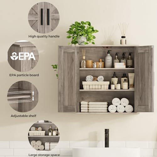 Homleke Bathroom Wall Cabinet, Medicine Cabinet with Adjustable Shelves - Image 4
