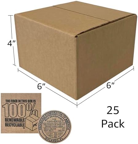 Corrugated Mail and Shipping Boxes, 6 x 6 x 4 inch, 25 pack - Image 2