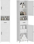 Homhedy 67" H Tall Bathroom Storage Cabinet with Barn Doors and Drawer by Homhedy