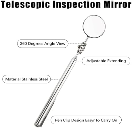 Flylin 4Pcs Telescoping Inspection Mirror Pen Style 33mm for Car Repair - Image 3
