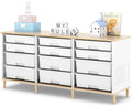 TOOLF 12 Drawers Storage Cabinet with Wooden Top and Plastic Bins, White by TOOLF