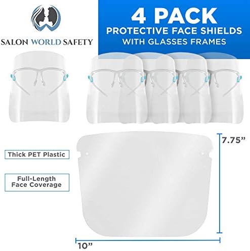 TCP Global Salon World Safety Face Shields with Glasses Frames (Pack of 4) - Image 2