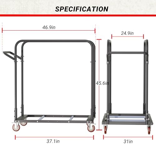 YOHKOH Drywall cart, Heavy-Duty Folding Table & Panel Cart, PU Swivel Wheels, 500 lbs Load,Carry 8-10 Table, for Party, Hotel, Garage, 46.9" W x 31" D x 45.6" H - Image 5