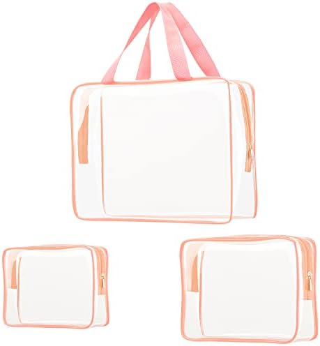 3Pcs Crystal Clear PVC Travel Toiletry Bag Kit for Women Men, Cosmetic Bags by ROYBENS