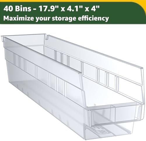 18" x 36" x 74" Heavy-Duty Commercial Chrome Shelving Unit with 40 Clear Storage Bins - Metal Wire Utility Shelf for Tool, Office, Garage, and Warehouse Organization - Durable Storage Cabinet - Image 3