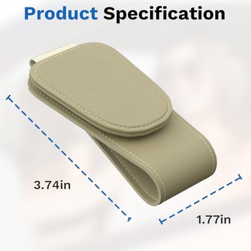 BFXM Car Sunglass Holder, Magnetic Leather Sunglass Holder - Image 3