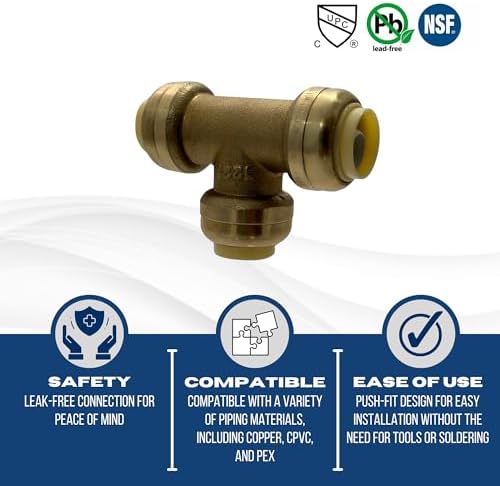XFITTING Push Fit 1/2 Inch x 1/2 Inch 1/2 Inch Push Fit Tee, 2 Pieces - Image 6