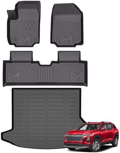 Floor Mats & Cargo Liner Custom for 2025-2026 Chevy Equinox (Not EV) & GMC Terrain, TPE Automotive All Weather Cover Protection Waterproof Black Floor Liner Front & Rear Row Full Set Car Mats, 4PCS by CMVTAuto
