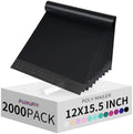 Fuxury 12x15.5" Poly Mailers 2000Pcs,Bulk Shipping Bags For Clothing,Black by Fuxury