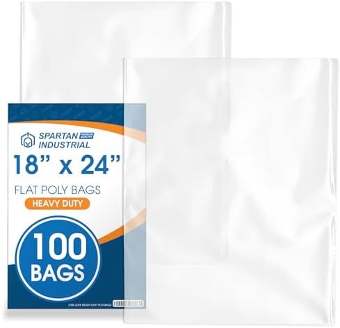 18" X 24" Open-End Flat Poly Bags (100 Count) - 2 Mil Plastic Clear Bags by SpartanIndustrial