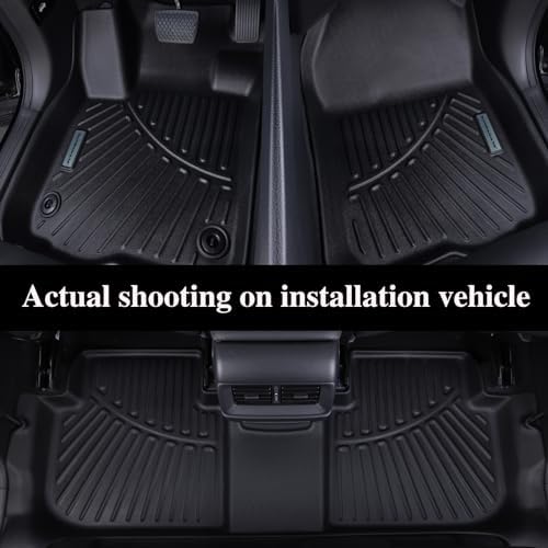 Floor Mats for Ford F-150 SuperCrew/Crew Cab 2010-2014, All-Weather Custom Fit, Front & 2nd Row, 3-Piece Set, Bucket Seats Black - Image 3
