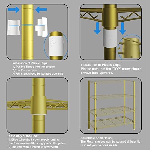 Xiofio 6 Tiers Heavy Duty Clothes Rack, Metal Clothing Rack,Clothing Storage Organizer,Garment Rack with Basket,Hanging Adjustable Garment Rack,65.0" L x 15.7" W x 76.0" H,Max Load 800LBS,Gold - Image 6