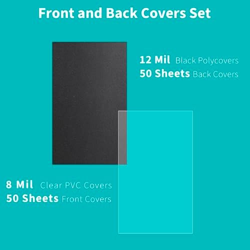 Binditek 100 Pack Binding Covers Set, 8.5x14 Inches, 8Mil PVC & 12Mil Poly - Image 2