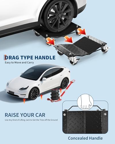 Garvee Car Wheel Dolly Set of 2,3000 LBS Capacity Heavy Duty Vehicle Mover Dolly with Brakes for Moving Cars, Trucks, Trailers and Motorcycles, Black - Image 5