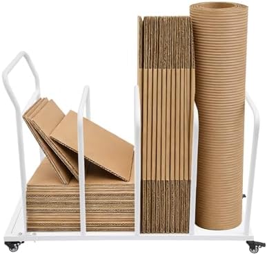 Heavy-Duty Portable Carton Stand, 100 lbs Capacity White Metal Carton Cart with Wheels & Handle, Cardboard Boxes Storage Rack for Home, Supermarket, Warehouse & Commercial Use by DEROANKE