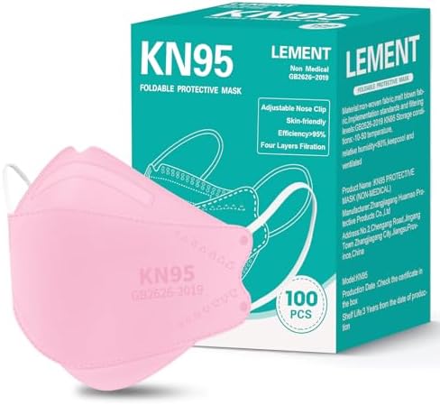 LEMENT KN95 Face Masks,100 Pack Breathable Dust Safety Mask For Adult, Pink by Lement