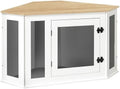 MAHANCRIS Corner Dog Crate Furniture, Wooden Dog Kennel End Table, Decorative Pet Crate Indoor Use, Furniture Style Dog House for Small Medium Dog, Dog Cage TV Stand, White and Natural DCBN0801 by MAHANCRIS