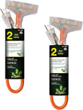 GoGreen Power Inc. (G-15302-2) 12/3 2' 3 Outlet Heavy Duty Extension Cord - Orange, 2ft, 2 Pack by PowerByGoGreen