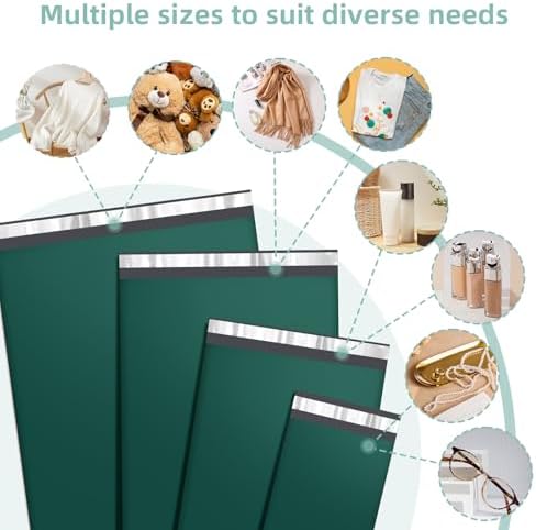Famagic 100 Pack Green Poly Mailers Variety Pack, 6x9&10x13&12x15.5&14.5x19 - Image 5
